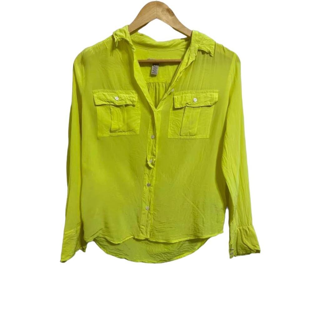 J.CREW Lime Yellow Henley Long Sleeve Shirt Size 0